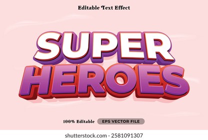 super heroes editable text effect modern color shiny. bold Text style effect. Editable fonts vector files