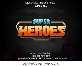 super heroes text effect, font editable, typography, 3d text for medieval fantasy and  rpg games. vector template