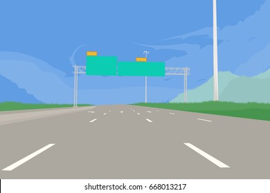Super highway scene vector transportation and landscape background