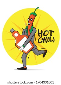 super hot spicy chili pepper man business concept