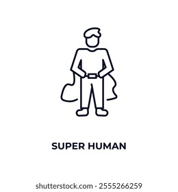super human outline icon. Linear vector from feelings concept. Thin line super human icon isolated on white background