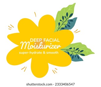 Crema hidratada y lisa y profunda hidratante facial para todos los tipos de piel. Cosméticos aromáticos y aromáticos para el rejuvenecimiento y la belleza. productos estéticos y cuidado. Vector en ilustración de estilo plano