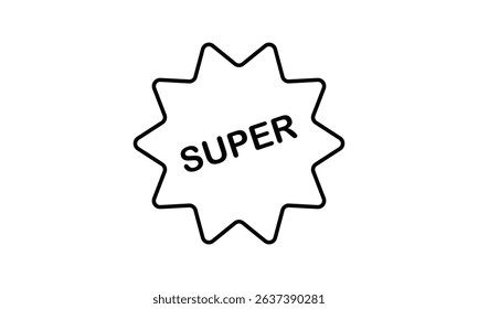 Super icon in line style. Contour label for mobile apps, sites and printed products. Vector illustration	