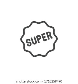 Super icon in thin line style. Graphic symbol for advertising, promo, e-commerce, sticker for messenger. Contour label for mobile apps, sites and printed products. Vector illustration isolated.