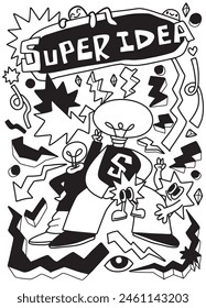 Super Idea Creative Concept Doodle Art
