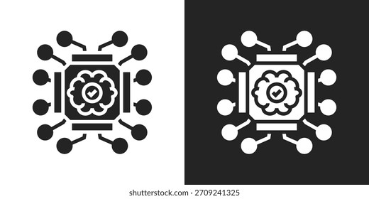 Icono De Super Inteligencia En Estilo Glifo Blanco Y Negro