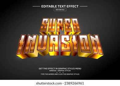 Plantilla de efecto de texto editable 3D de superinvasión