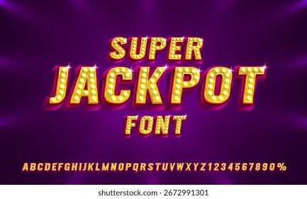 Super Jackpot Schriftart Set Sammlung, Buchstaben und Zahlen-Symbol. Vektorgrafik