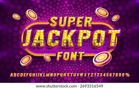 Super Jackpot Glowing Font Effect with Casino Chips. Perfect for gaming, entertainment, and retro designs. Vector illustration