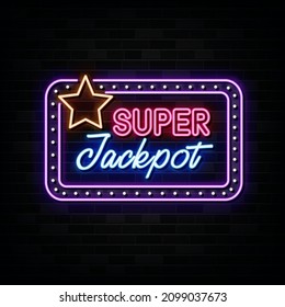 Super Jackpot Neon Sign. Light Banner. Vector Illustration