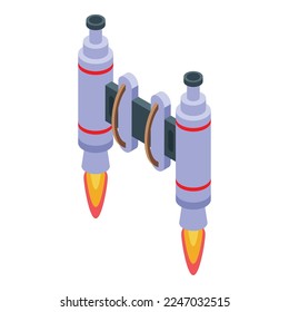 Super jet icon isometric vector. Space model. Fire pack