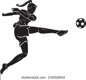 Super Kick Soccer Female Athlete Silhouette