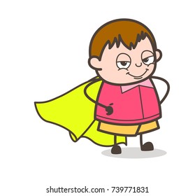 Super Kid Smiling Face - Cute Cartoon Fat Kid Illustration
