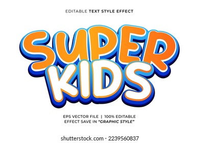 Super kids 3D editable text effect template