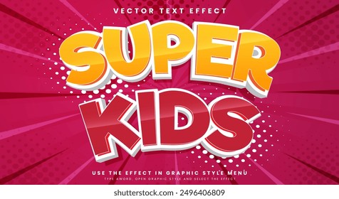 Plantilla de efecto de texto editable 3D Super kids