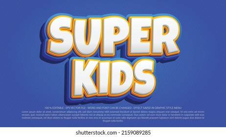 Super kids 3d style editable text effect template