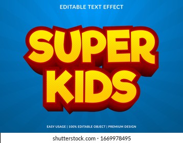 Super Kids Text Effect Template With 3d Style And Bold Font Concept Use For Brand Label And Logotype Sticker