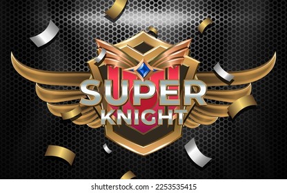 Logotipo de Super Knight Esport Team: Efecto de texto 3d con emblema alado