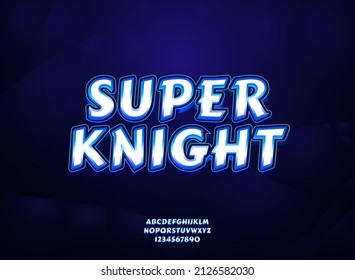 Super Knight Fantasy Blue Sci Fi Game Logo Text Effect