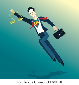 Super lawyer or advocate. Business concept vector illustration