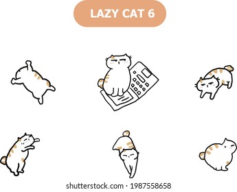 super lazy cute cat kitty pack Free Vector