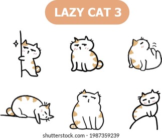 super lazy cute cate kitty pack Free Vector
