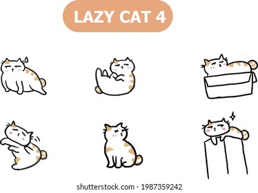 super lazy cute cate kitty pack Free Vector