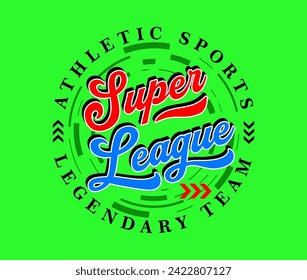 Super league vintage calligraphy design. Abstract design with the lines circle style. typography, labels, posters. print t-shirt, vector illustration
