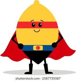 Super Lemon Hero, Cute Citrus Superhero Character Illustration