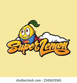 Super Lemon Illustration Logo Vector