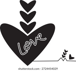 Super Love Heart Tree Vector Graphic For Detailed Romantic Coloring Page And Valentine Gift Design.
