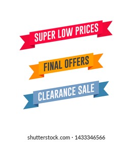 Super Low Prices, Final Offers & Clearance Sale Shopping Ribbon Set