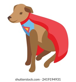 Super man dog costume icon isometric vector. Festive monster. Ones canine