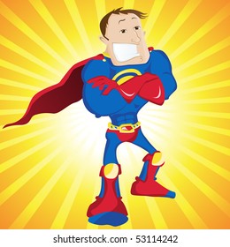 Super Man Hero Dad. Editable Vector Illustration