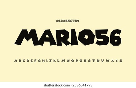 Super Mario vector font alphabet with numbers