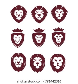 Super mega collection Lion face head icon vector logo, lion silhouette symbol logo, lion tattoo design