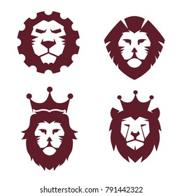 Super mega collection Lion face head icon vector logo, lion silhouette symbol logo, lion tattoo design