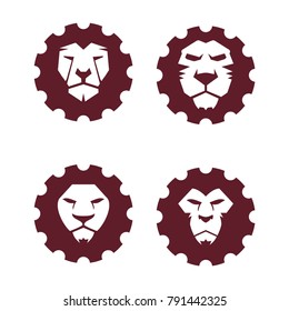 Super mega collection Lion face head icon vector logo, lion silhouette symbol logo, lion tattoo design
