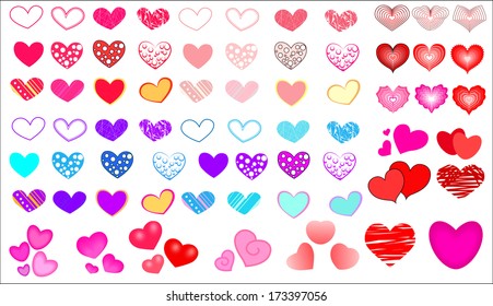 super mega large set of hearts for design for Valentine's Day and wedding
