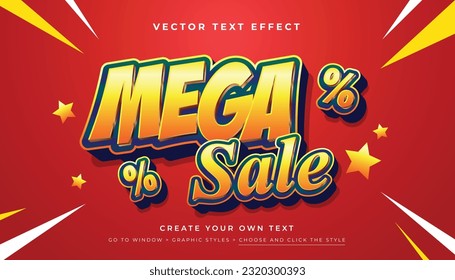 Efecto de texto editable 3D Super Mega Sale, adecuado para promoción y descuento