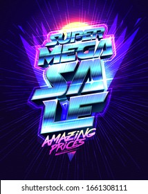 Super mega sale, amazing prices - vector poster design