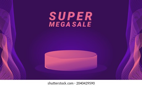 super mega sale background abstract sale banner podium vector 