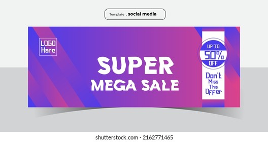 Super mega sale social media banner template