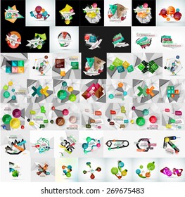 Super mega set of abstract geometric paper graphic layouts. Business presentations, backgrounds, option infographics or banner templates