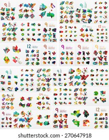 Super mega set of abstract geometric paper graphic layouts. Business presentations, backgrounds, option infographics or banner templates