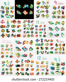 Super mega set of abstract geometric paper graphic layouts. Business presentations, backgrounds, option infographics or banner templates