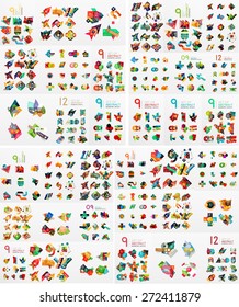 Super mega set of abstract geometric paper graphic layouts. Business presentations, backgrounds, option infographics or banner templates