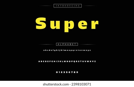 Super Modern Bold Font. Sans Serif Font. Regular Italic Uppercase Lowercase Typography urban style alphabet fonts for fashion, sport, technology, digital, movie, logo design, vector