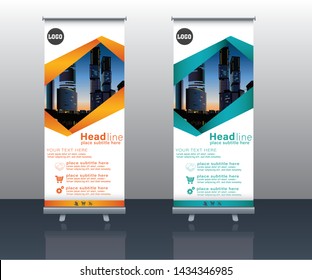 super modern roll up designs for business,background and with nice colorful vector images and discount poster design