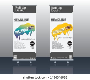 super modern roll up designs for business,background and with nice colorful vector images and discount poster design